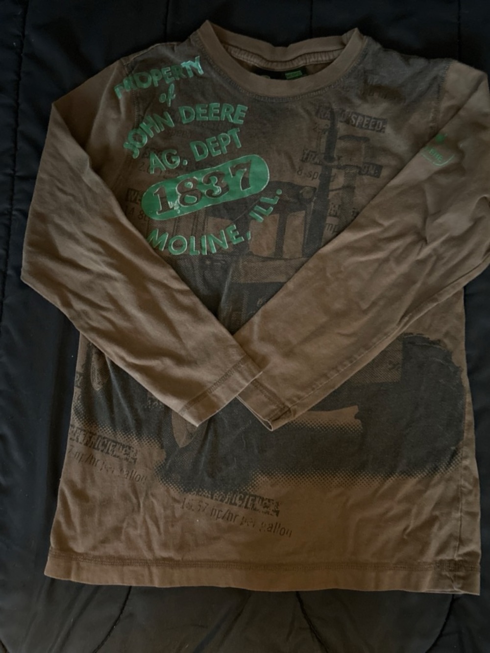 John Deere Brown Long Sleeve Tee with Green Logo